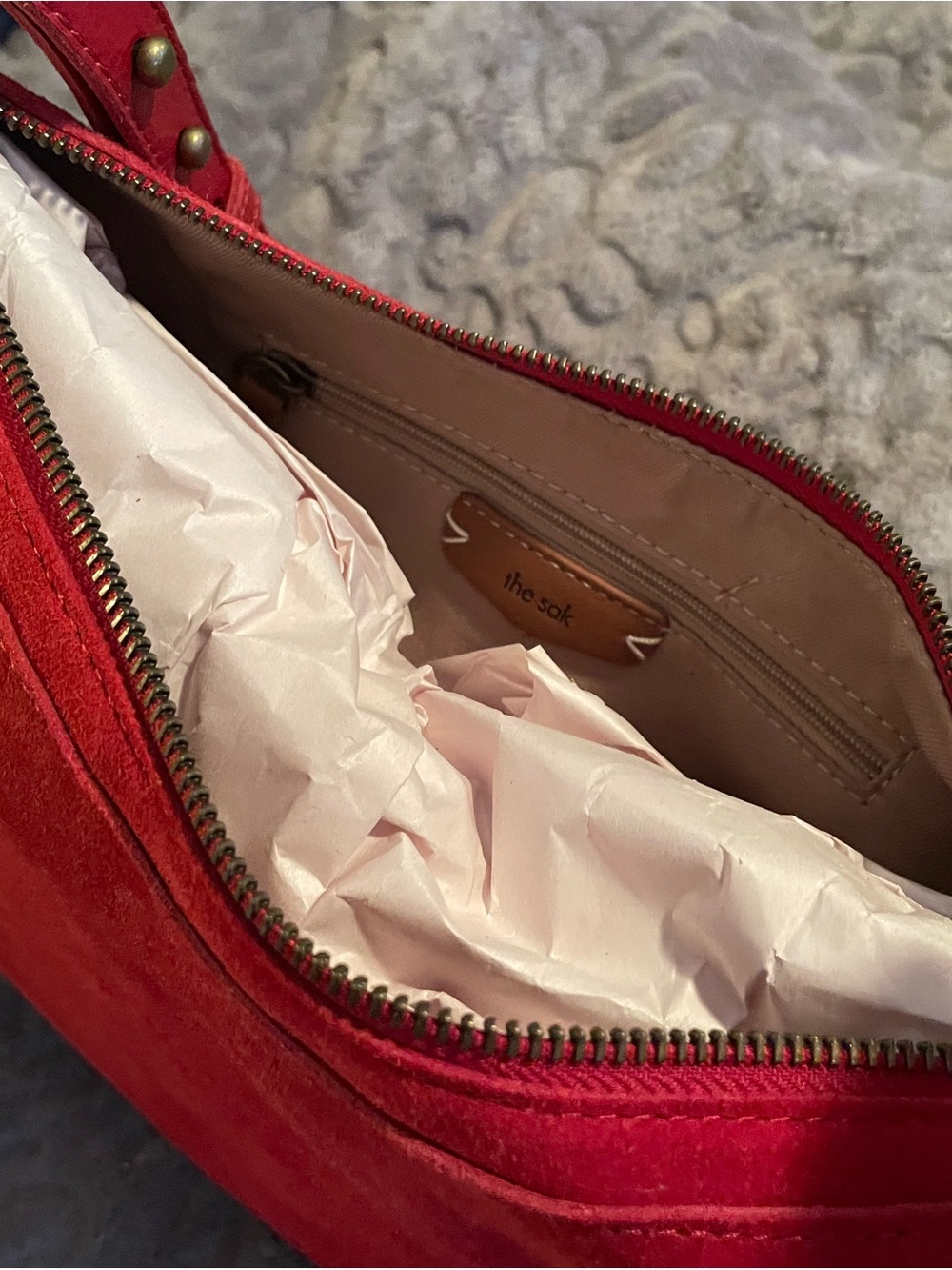 The Sak Tess Shoulder Bag in Scarlet Red Suede - Picture 5 of 7